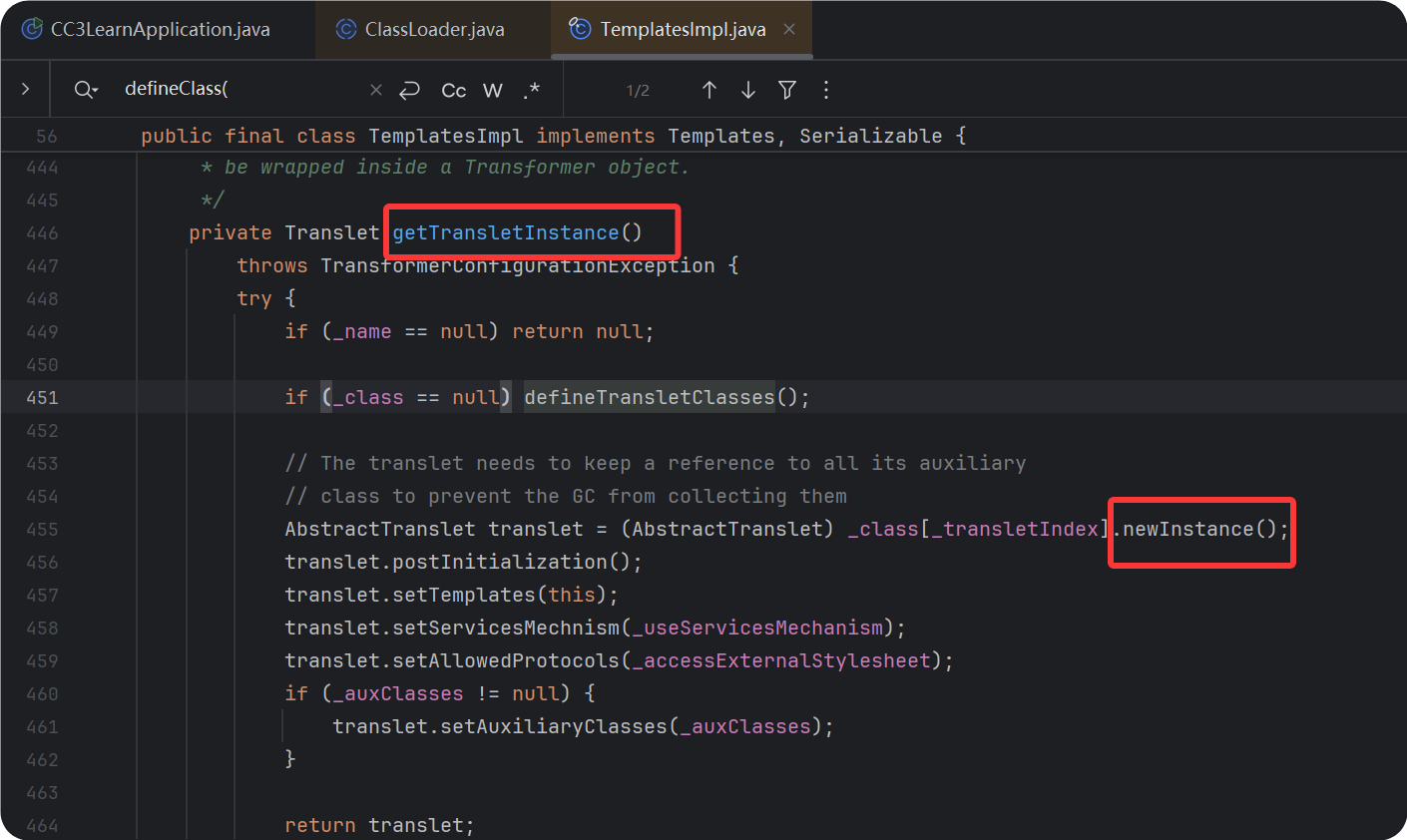 TemplatesImpl.getTransletInstance()