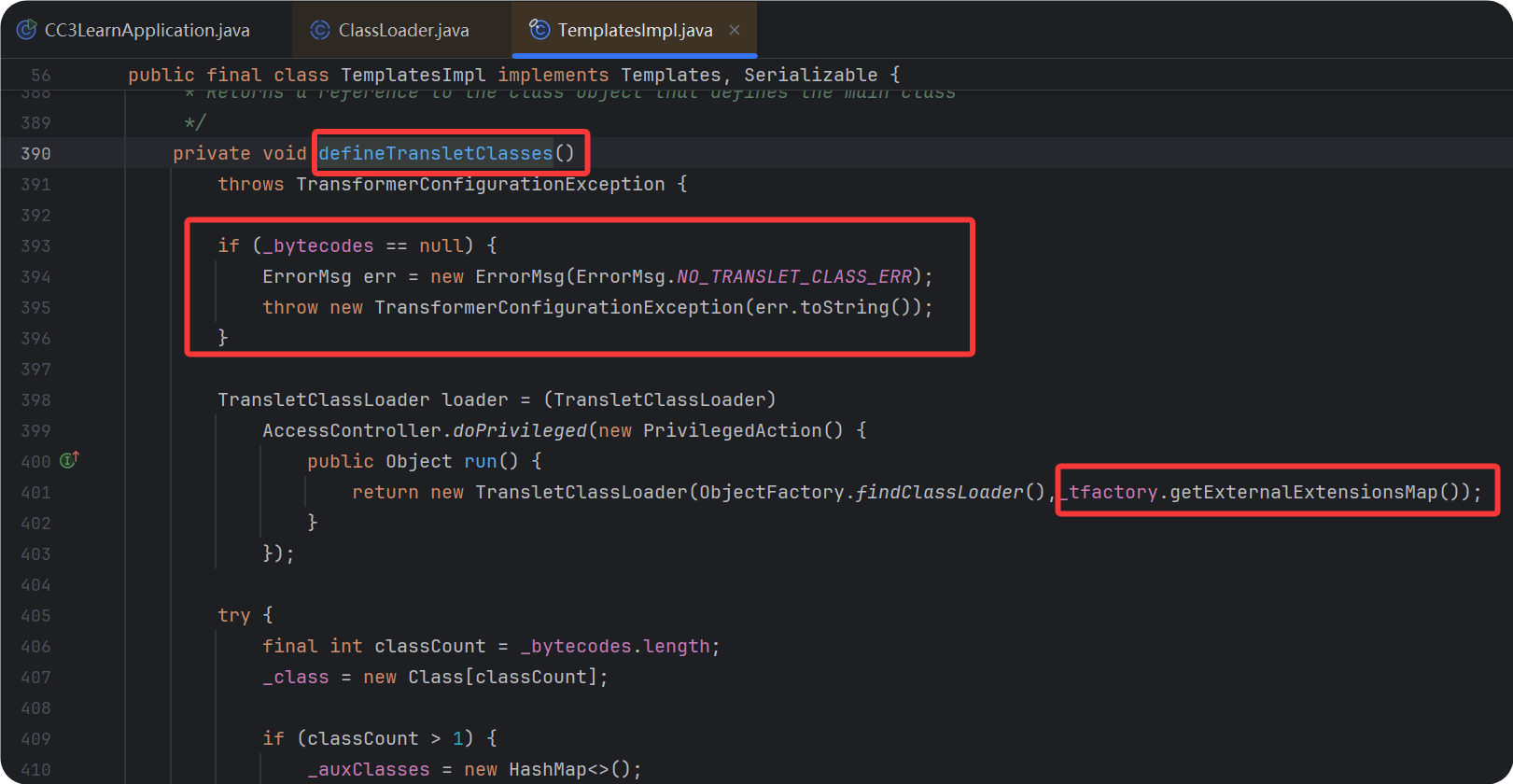 TemplatesImpl.defineTransletClasses()