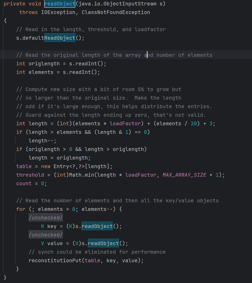 Hashtable.readObject()