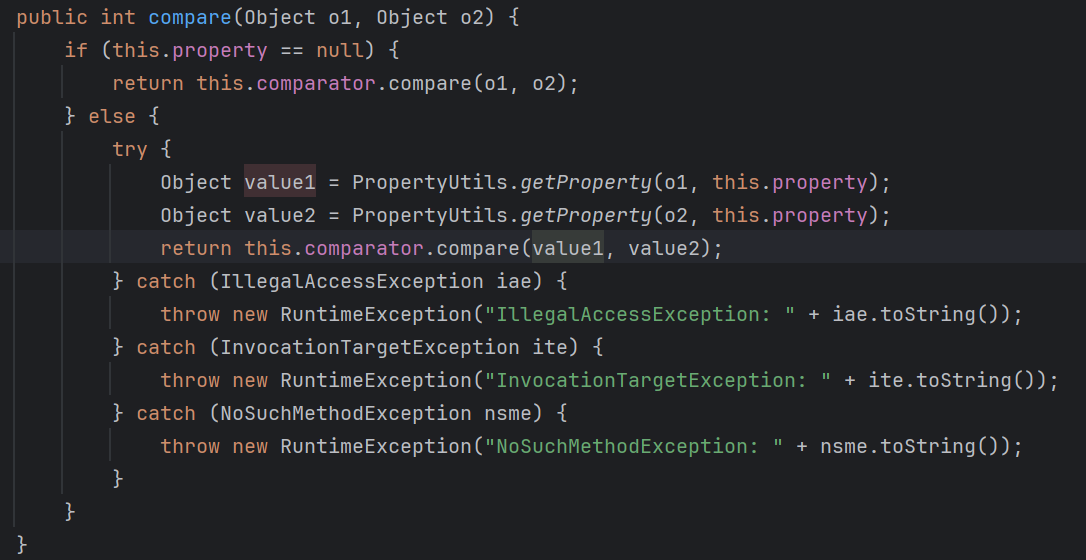 BeanComparator.compare()